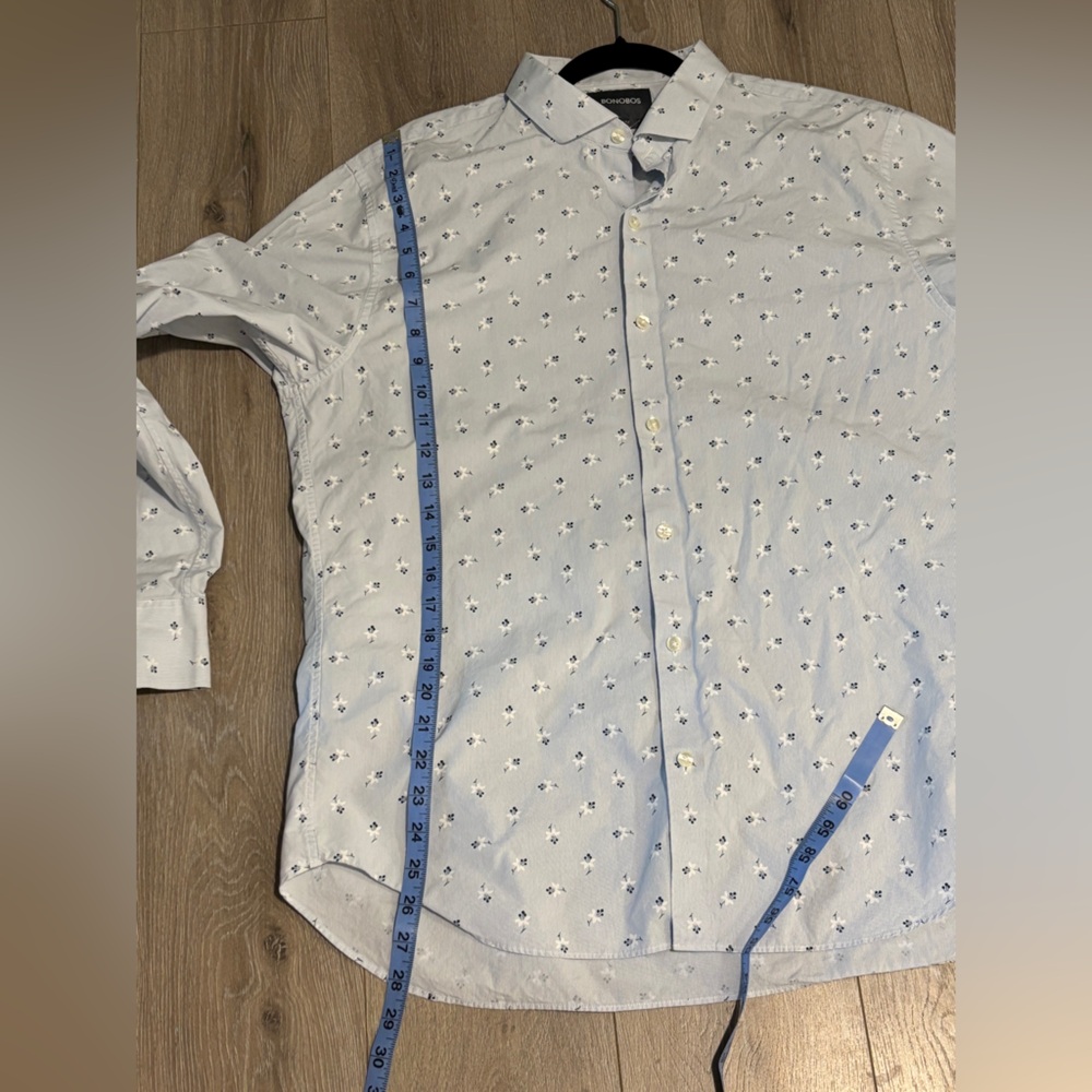 Bonobos Light Blue Seersucker Floral Men's Shirt. Size XL. Slim Fit - Picture 8 of 8